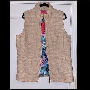 Lilly Pulitzer Noella Vest XL Latte Resort Boucle